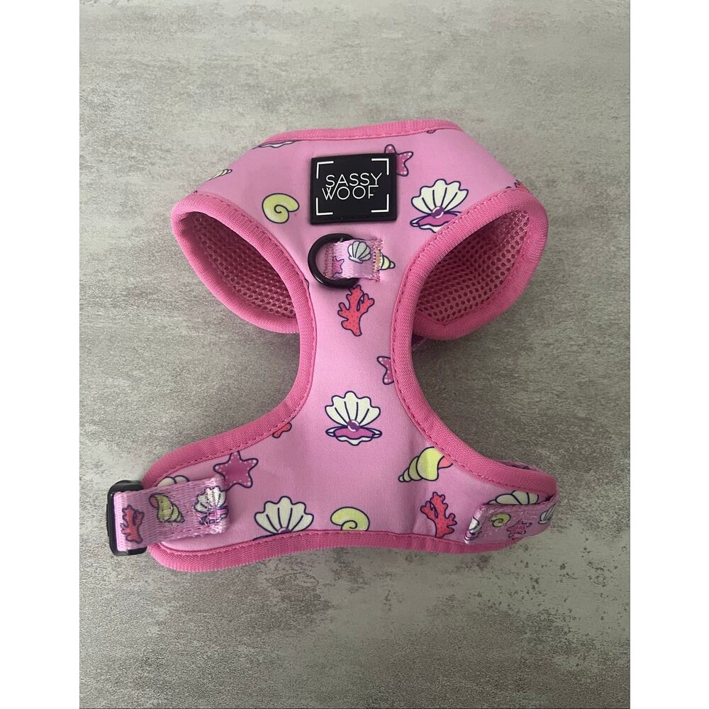 SASSY WOOF Dog Adjustable Harness, Seashells, Starfish, Fresh Pearl Pink Sz XS